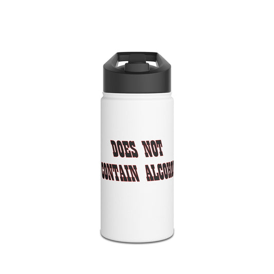 Stainless Steel Water Bottle - 'Does not contain alcohol, Travel Mug