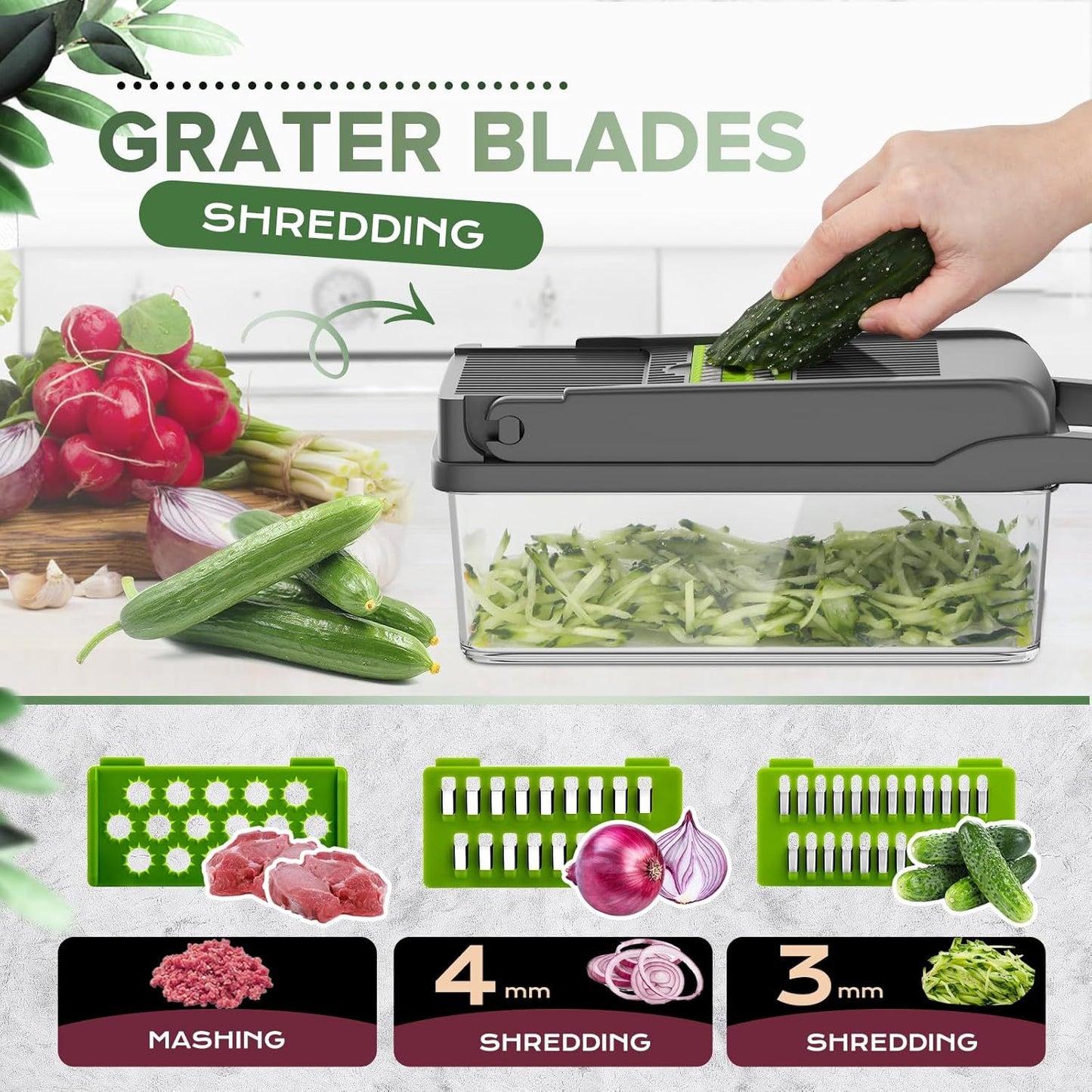 16in1 Vegetable Chopper, Fruit And Vegetable Slicer, Onion Cutter, Food Chopper With Container, Vegetable Cutter And Spiralizer Suitable For Onion Salads ,Essential Small Tools For Households