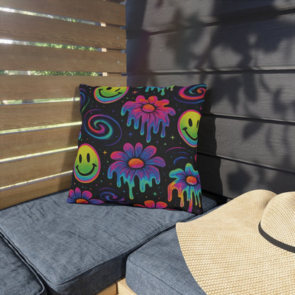 Outdoor Pillows - Smiley Faces and Flowers Design