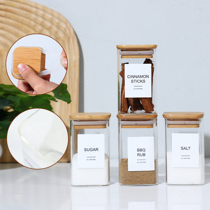 24 PCS Square Seasoning Jars Pepper Bottle Pepper Powder Bottle 240ml Glass Seasoning Jars Salt Jars