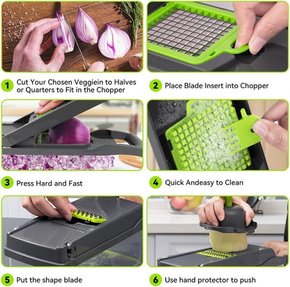 16in1 Vegetable Chopper, Fruit And Vegetable Slicer, Onion Cutter, Food Chopper With Container, Vegetable Cutter And Spiralizer Suitable For Onion Salads ,Essential Small Tools For Households