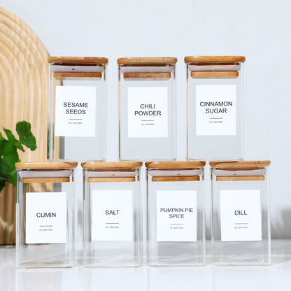 24 PCS Square Seasoning Jars Pepper Bottle Pepper Powder Bottle 240ml Glass Seasoning Jars Salt Jars