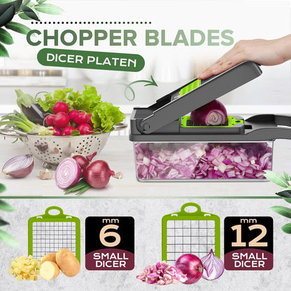 16in1 Vegetable Chopper, Fruit And Vegetable Slicer, Onion Cutter, Food Chopper With Container, Vegetable Cutter And Spiralizer Suitable For Onion Salads ,Essential Small Tools For Households