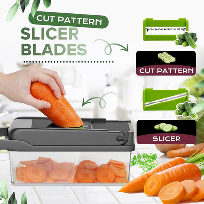 16in1 Vegetable Chopper, Fruit And Vegetable Slicer, Onion Cutter, Food Chopper With Container, Vegetable Cutter And Spiralizer Suitable For Onion Salads ,Essential Small Tools For Households